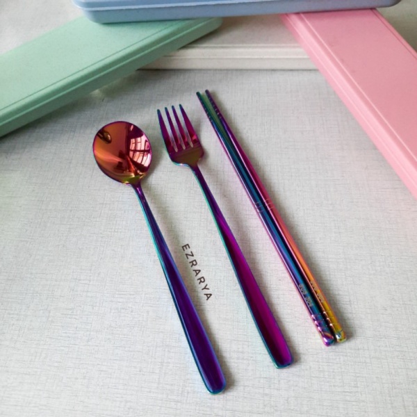 

Korea Set Stainless Diskon Biru - Alat Sumpit Garpu Rainbow Kotak Sendok Makan Dijual Steel