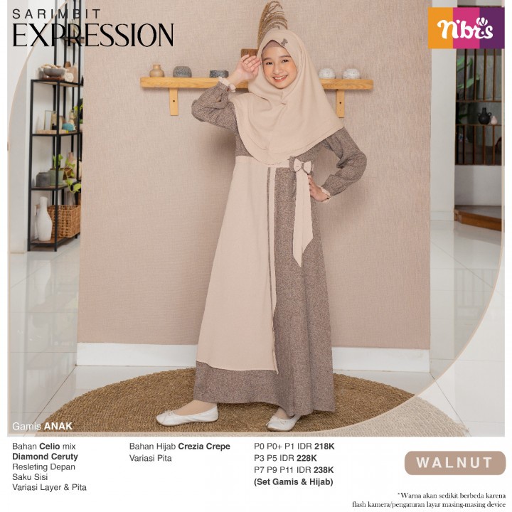 GAMIS ANAK NIBRAS BAJU ANAK PEREMPUAN EXPRESSION WALNUT HIGHLGHT SARIMBIT NIBRAS COUPLE