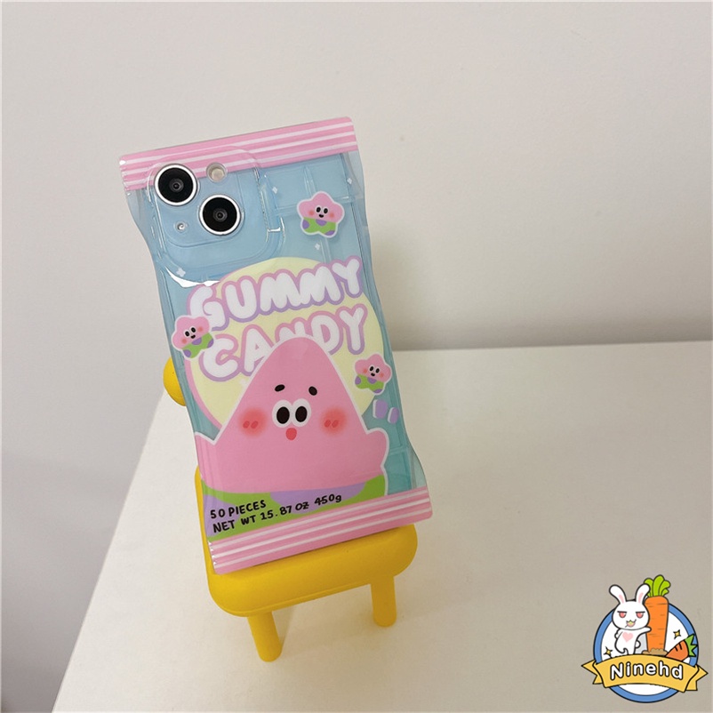 Caing for iPhone 14 13 12 11 Pro Max 12Mini SE 2020 X XR Xs Max iPhone 8 7 6 6s Plus New Fashion Brand Couple Candy Bag Cartoon Spongebob Side Pattern Phone Case Straight Liquid Silicone Transparent Soft Cover