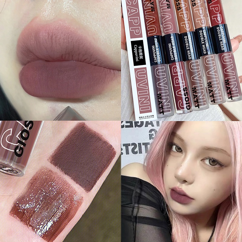 Cappuvini Double Head Lip cream/Lip gloss Matte Velvet Liquid Lip Gloss