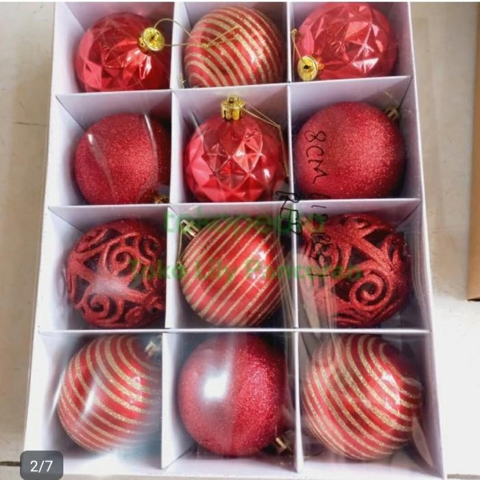 hiasan natal/bola bola natal besar/hiasan pohon natal 8cm isi 12 pc
