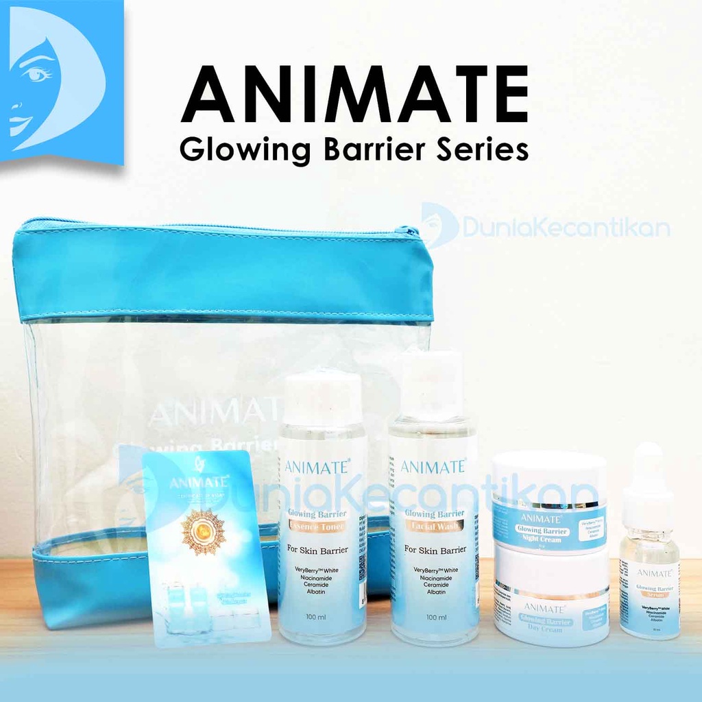 Paket Animate Whitening Pemutih Wajah Glowing Barrier Skin Paket Wajah Penghilang Flek Hitam dan Bekas Jerawat Animate Glowing Barier Skin Repair 5in1 Perawatan Wajah Skincare