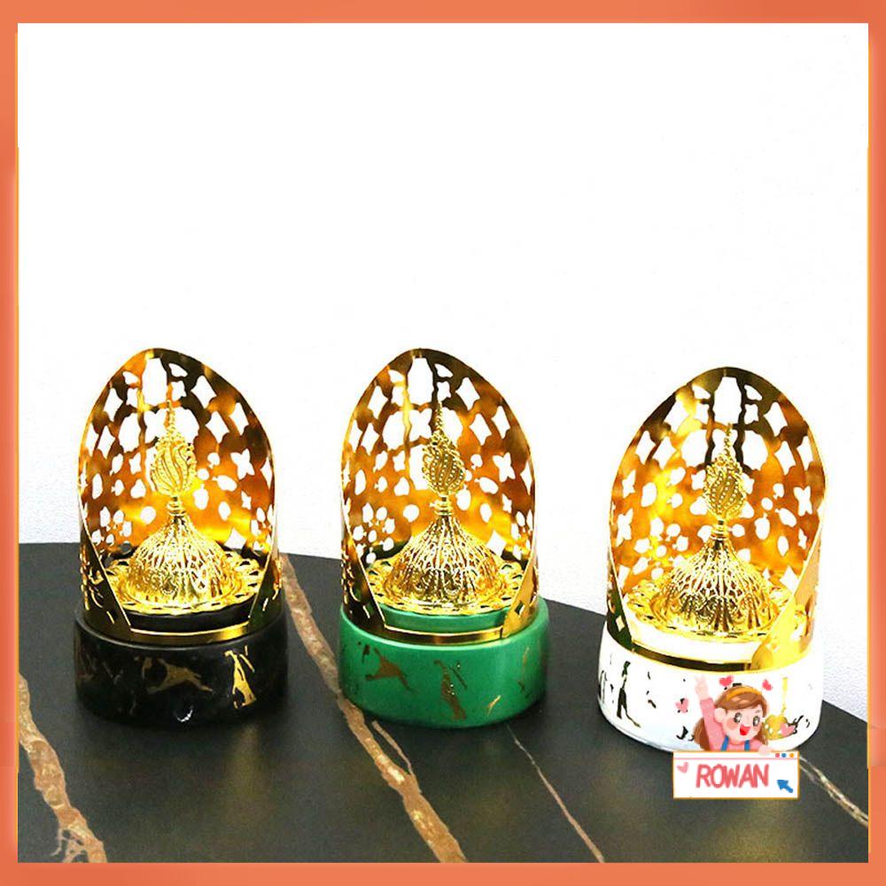 R-flower Metal Incense Burner Portable Luxury Buddhism Gaya Arab Dekorasi Rumah Tempat Dupa Emas