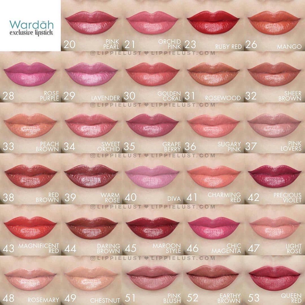 WARDAH Exclusive Moist Lipstick Indonesia / 3.5g With Vitamin E And Aloe Vera Extract / Smooth Texture Intense Color And Moisturize Lips / Warna Intense Glosy Finish Melembabkan Moisturizing / Cosmetic Makeup Make Up Series / Lip Matte Cream Lipstik Bibir