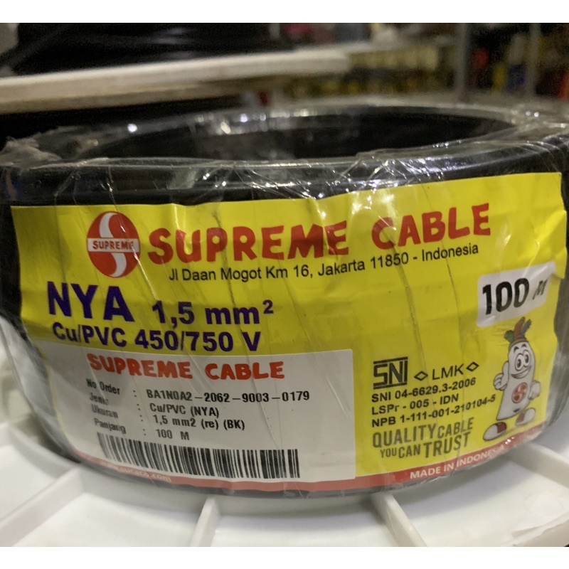 Kabel listrik Supreme NYA batang kawat 1x1,5mm2 per Roll