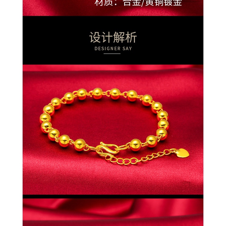 Goldkingdom Fashion Perhiasan Emas Asli Kadar 375 Bangkok Aksesoris Ready Stock Gilt Halus Bermotif Buddha Beads Transfer Bead Gelang Aman Dan Beruntung