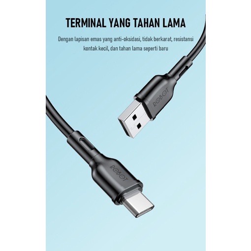 Kabel Data Type C ROBOT RBC100S 1M Data Cable 2,4A Original - Garansi Resmi 1 Tahun