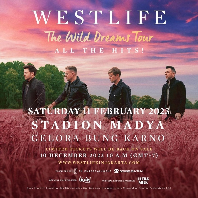 Tiket Westlife The Wild Dreams Tour Jakarta, Sentul, Surabaya dan Yogyakarta 2022-2023