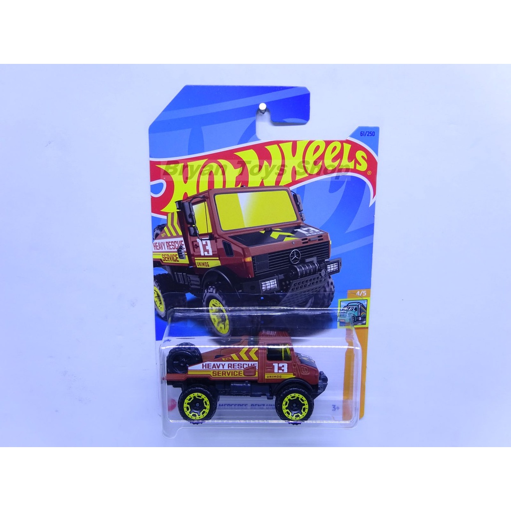 Hot Wheels Mercedes Benz Unimog 1300 Merah Kuning No. 13