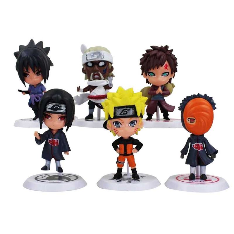 Action Figure Naruto 6 PCS itachi sasuke gaara killer bee obito uchiha