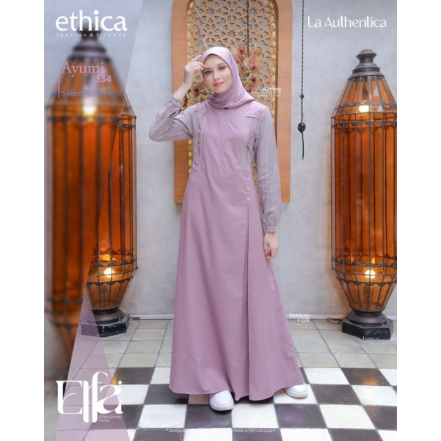 Ethica Ayumi 334 Sweet Lylac Baju Muslim Gamis Dress Premium Terbaru Ori Lebaran 2023