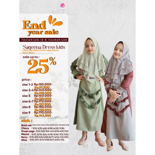 SAQEENA SERIES / GAMIS ANAK / DRESS ONLY / BY FANIA HIJAB