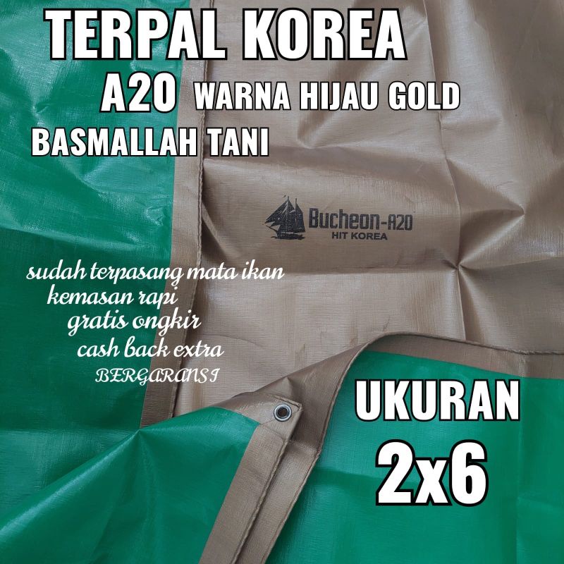 Terpal KOREA A20 Warna Hijau Gold ukuran 2x6 meter merk TRECK