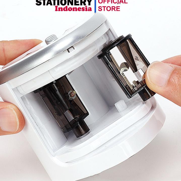 

[KODE RIDVK] RAUTAN PENSIL ELEKTRIK / ELECTRIC SHARPENER Rautan Serutan Electric Pencil Pensil Tenwin Otomatis Elektrik Automatic Electric Sharpener Dua Lubang - TENWIN 8004