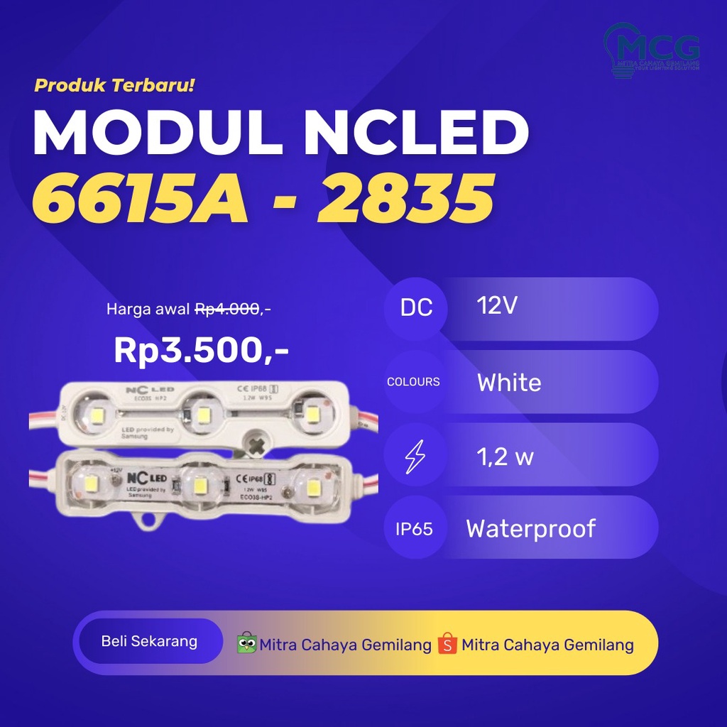 LAMPU MODULE LED 3 MATA NC LED SAMSUNG 6615A - 2835 WHITE LED REKLAME NEON BOX