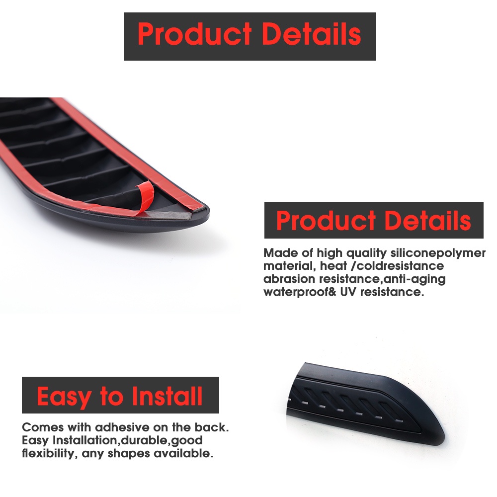 2pcs Set Mobil Trim Molding Protection Strip Pelindung Pinggiran Pintu Mobil Bumper Depan Belakang Anti-Tabrakan Strip Anti-Tabrakan Perekat Diri Stiker Mobil Pelindung Goresan Penghalang Benturan Mobil