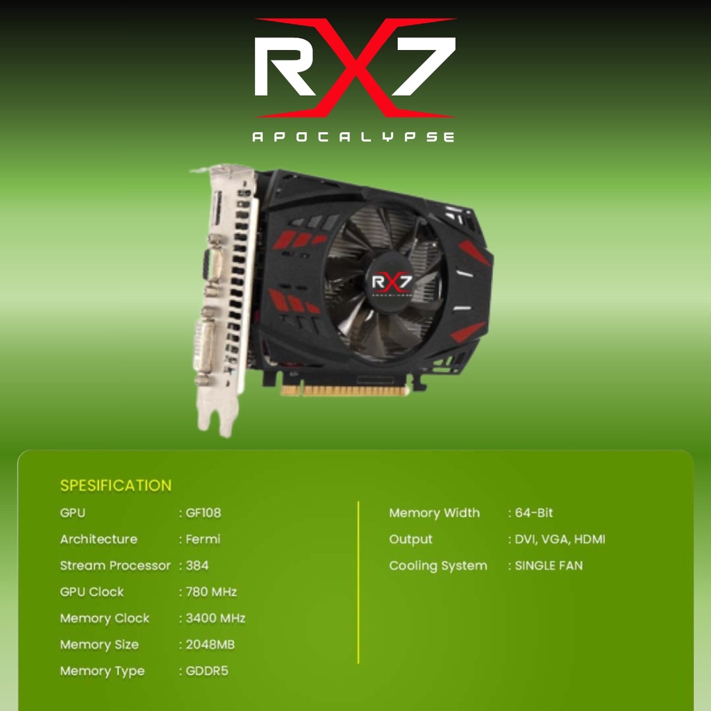 VGA RX7 GT 730 2GB GDDR5 64 BIT REAL CAPACITY RESMI