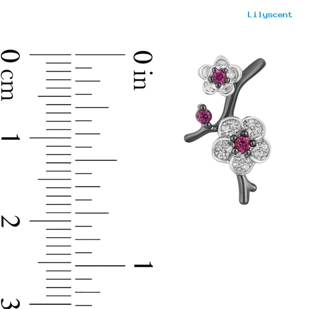 [LS] Berlian Imitasi Plum Blossom Bunga Wanita Kalung Telinga Stud Anting Cincin Jari