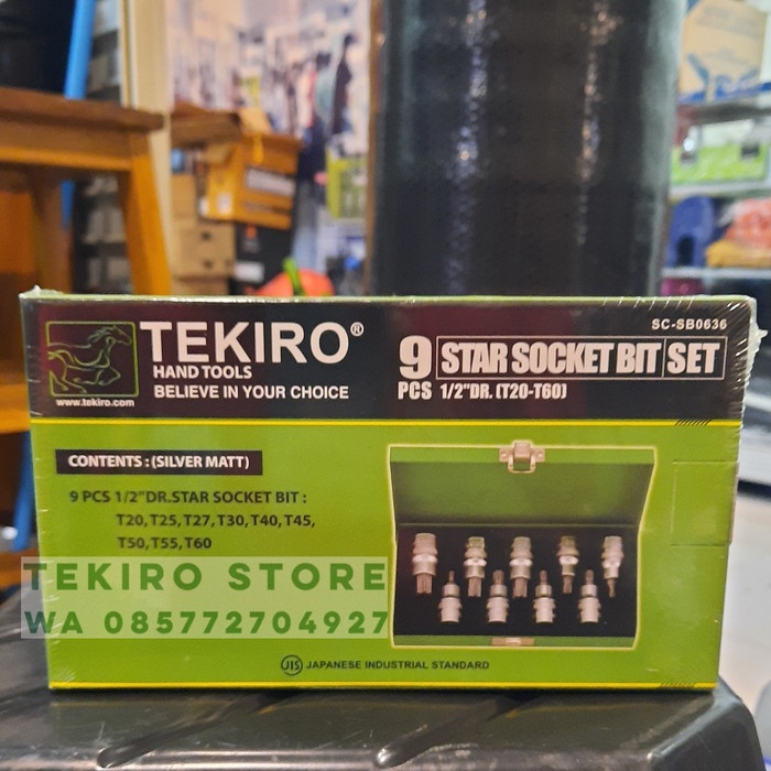 kunci sok bintang set tekiro 9 pcs 1/2" Dr star socket bit