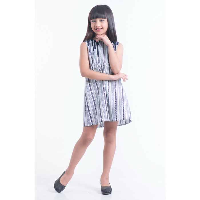 BATEEQ GIRL DRESS COTT PRINT FG17/004B NAVY