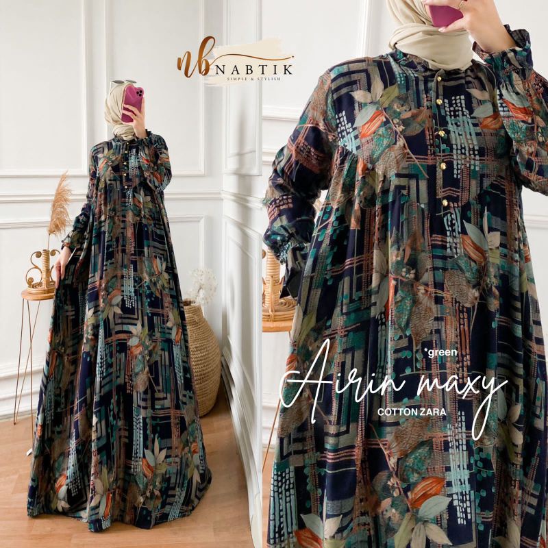 Resstokk  hari ini  gamis AIRIN MAXY GOLD BUTTON terlaris original by nabtik