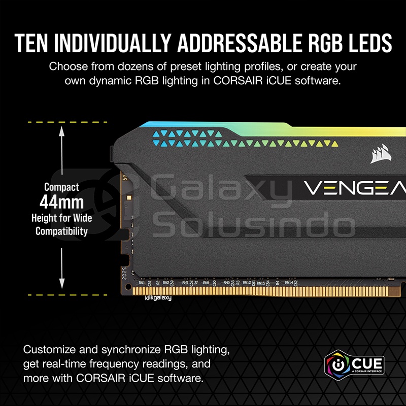 Corsair Vengeance RGB PRO SL 16GB (2 x 8GB) DDR4 3200MHz - Black CMH16GX4M2C3200C18 Memory RAM