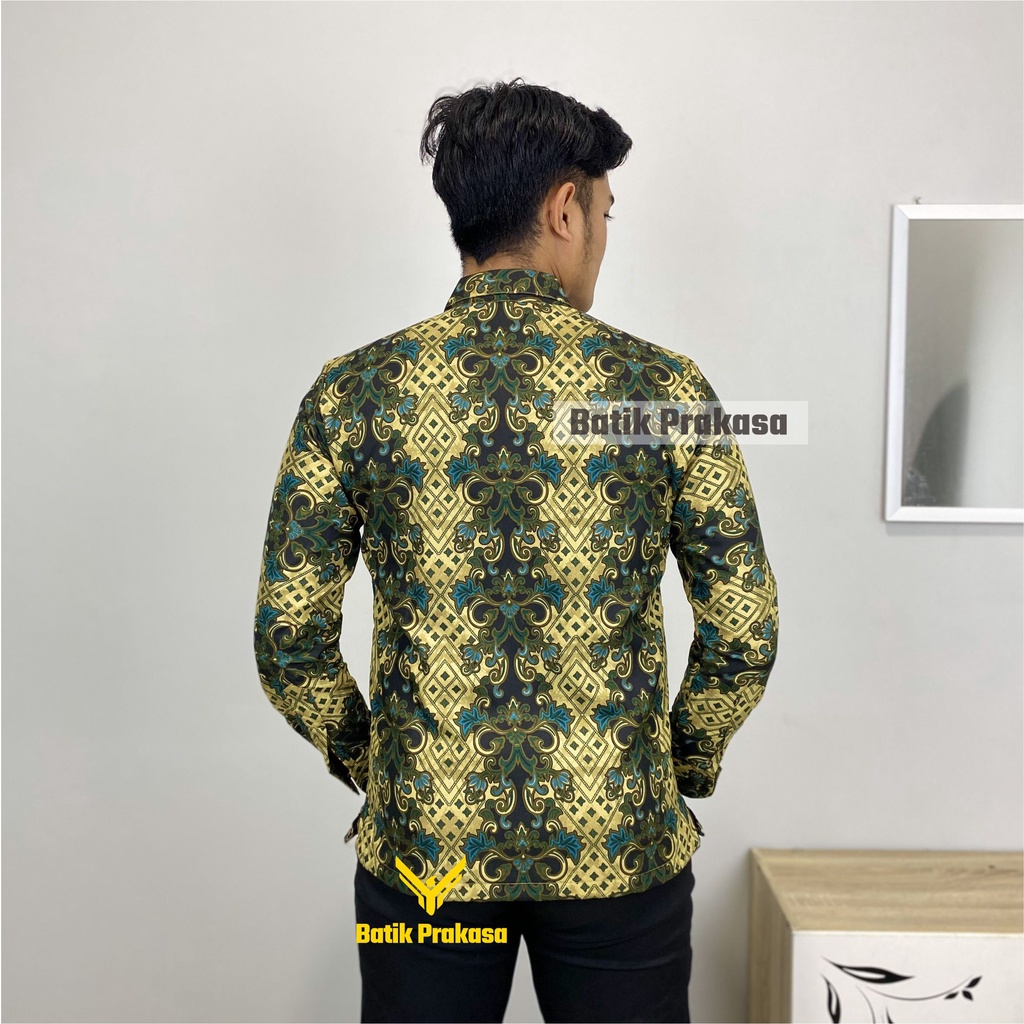 Kemeja Batik Pria Prakasa Motif Balakosa Slimfit Lengan Panjang Batik Solo