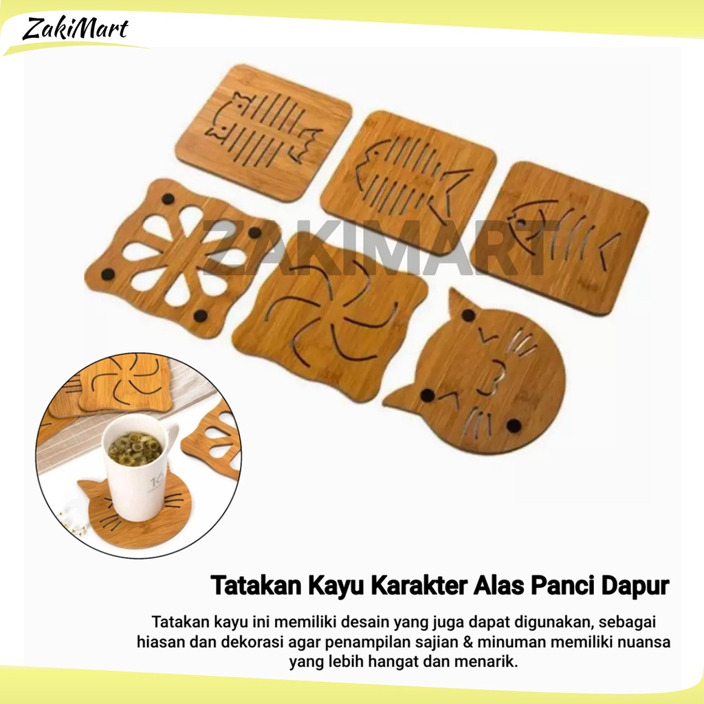 Tatakan Gelas &amp; Piring Karakter Tatakan Kayu Karakter Alas Panci Dapur