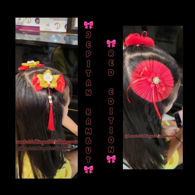 JEPIT RAMBUT ANAK IMLEK IMPORT / JEPITAN RAMBUT EDISI MERAH / JEPITAN CNY / PITA IMLEK / JEPITAN NAT