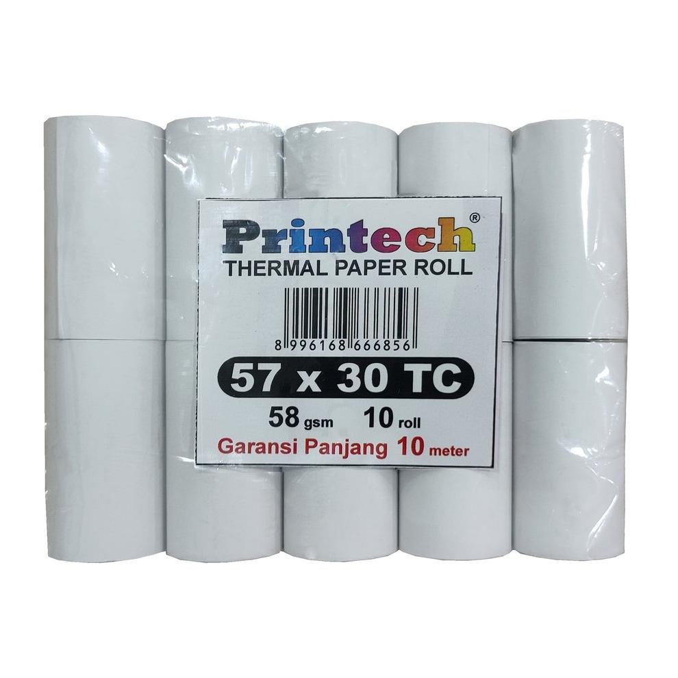 

[PRODUK FNC0P] PRINTECH Kertas Thermal Kasir 57x30 Coreless Tanpa Bungkus 10 Roll - 03002-TB PDP