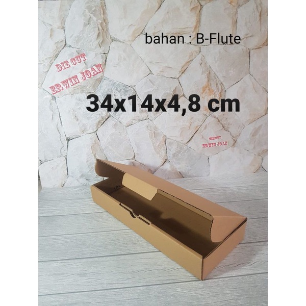 

Kardus Box uk 34x14x4,8 cm Kotak Karton DIECUT ( Bahan B Flute)