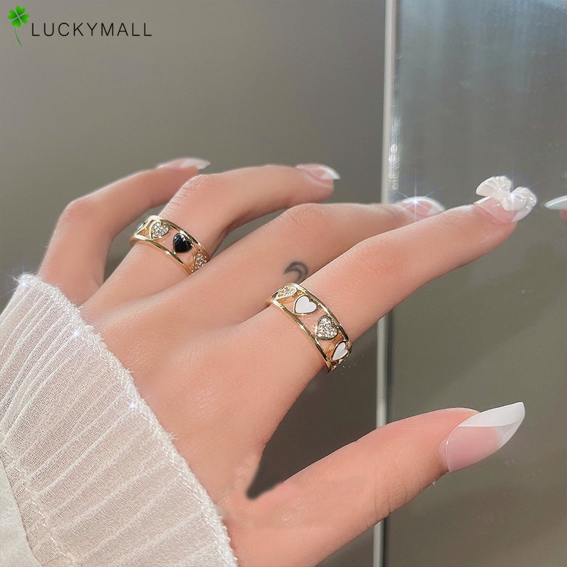 Cincin Emas Kristal Fashion Untuk Wanita Elegan Cinta Hati Jari Cincin Aksesoris Perhiasan