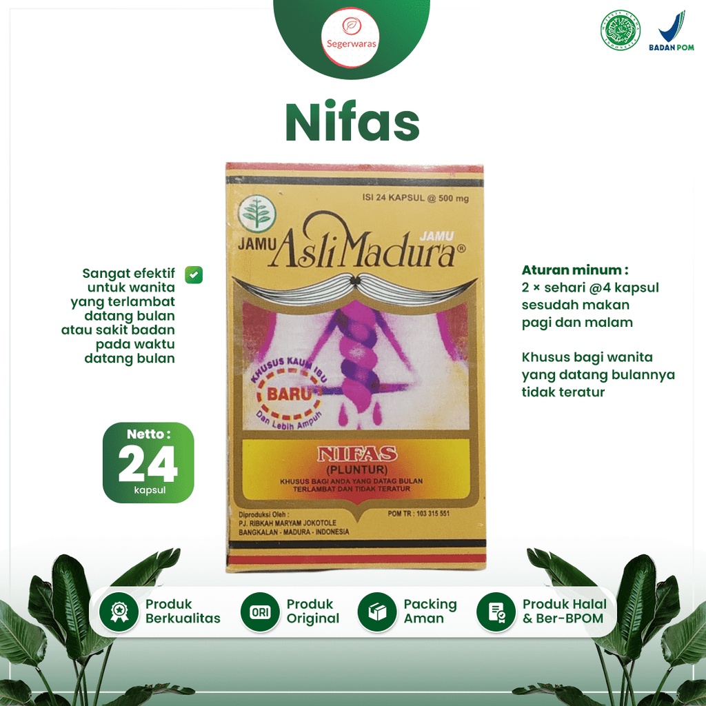 Suplemen Nifas Obat Haid Telat Datang Bulan Pereda Nyeri Kapsul Peluntur Ramuan Jamu Madura Asli Ama