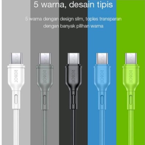 Kabel Data Micro USB ROBOT RBM100 1 Meter 2A Colorful