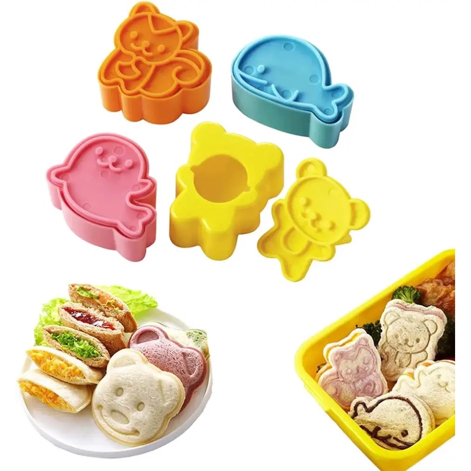 Cetakan Makanan SET 4Pcs Cetakan roti/nasi karakter hello kitty beruang mobil sandwich CETAKAN ROTI TAWAR KARAKTER SANDWICH MOLD POTONGAN ROTI CETAKAN PEMOTONG Roti