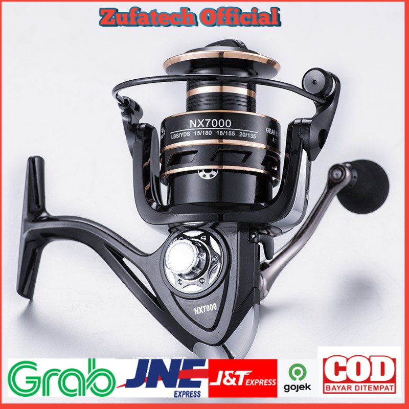 TaffSPORT NX2000 NX4000 NX6000 Series Metal Reel Pancing Fishing Reel 5.2:1 Gear Ratio - Black