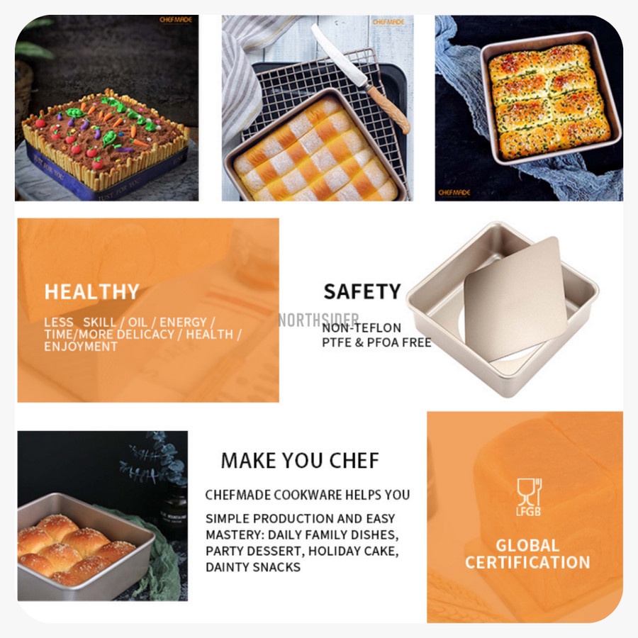 Chefmade Loyang Kue Kotak Bongpas Loose Bottom Square Pan