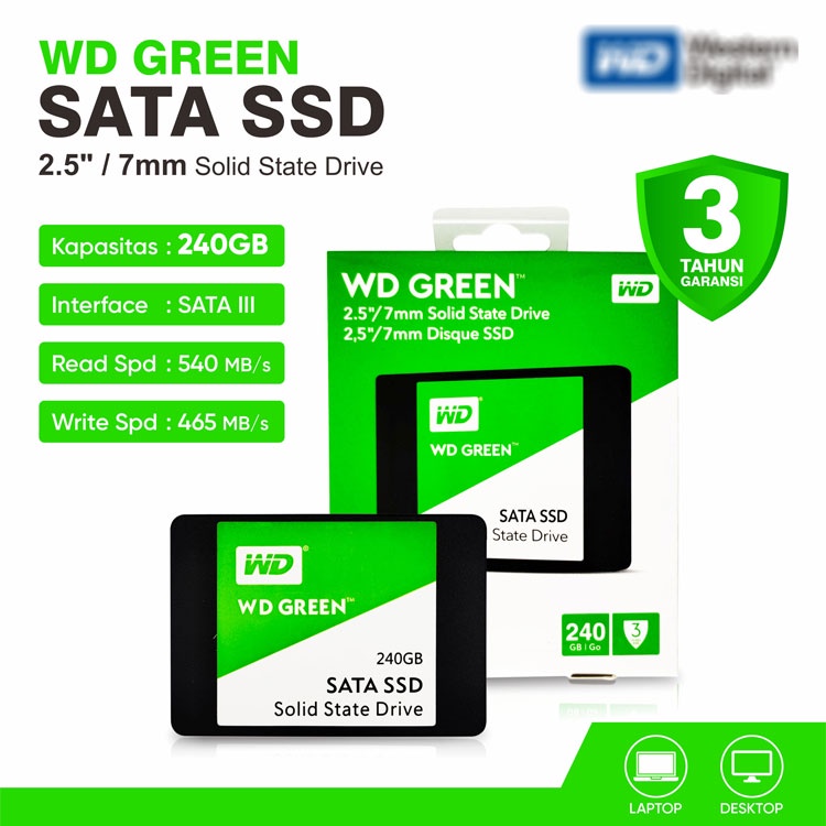 SSD 240GB WD Green 2.5&quot; SATA 3 for Laptop Toshiba