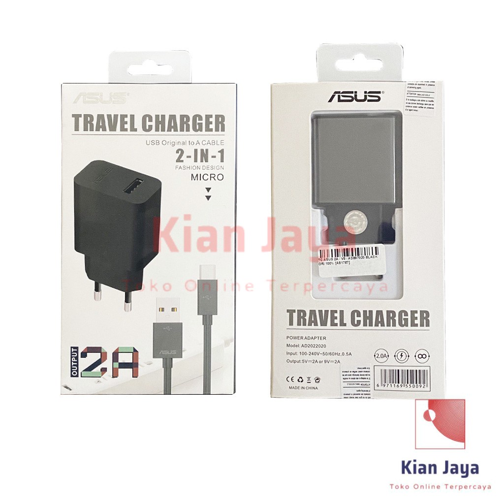 [Garansi 100% Ori] Travel Charger Asus 2A Micro USB Cable Casan Adaptor Adapter Charge Hp Ori