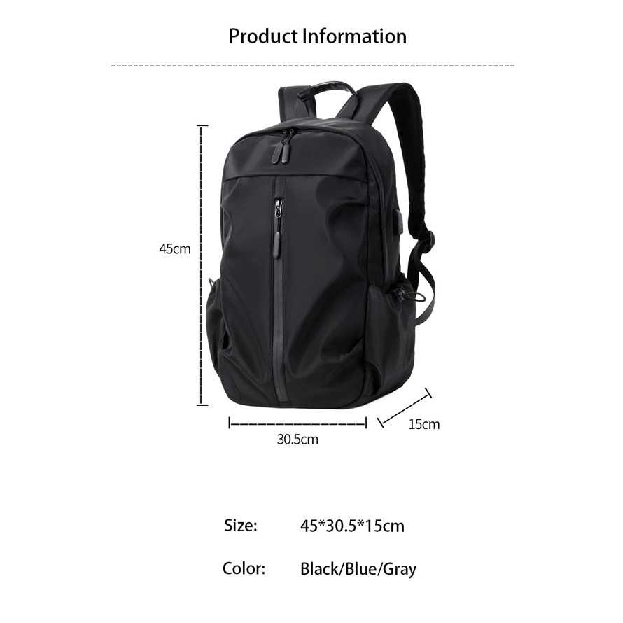 YYBAG Tas Ransel Laptop Oxford Simple Desain USB Port Charging YBK0016 ( Mughnii )