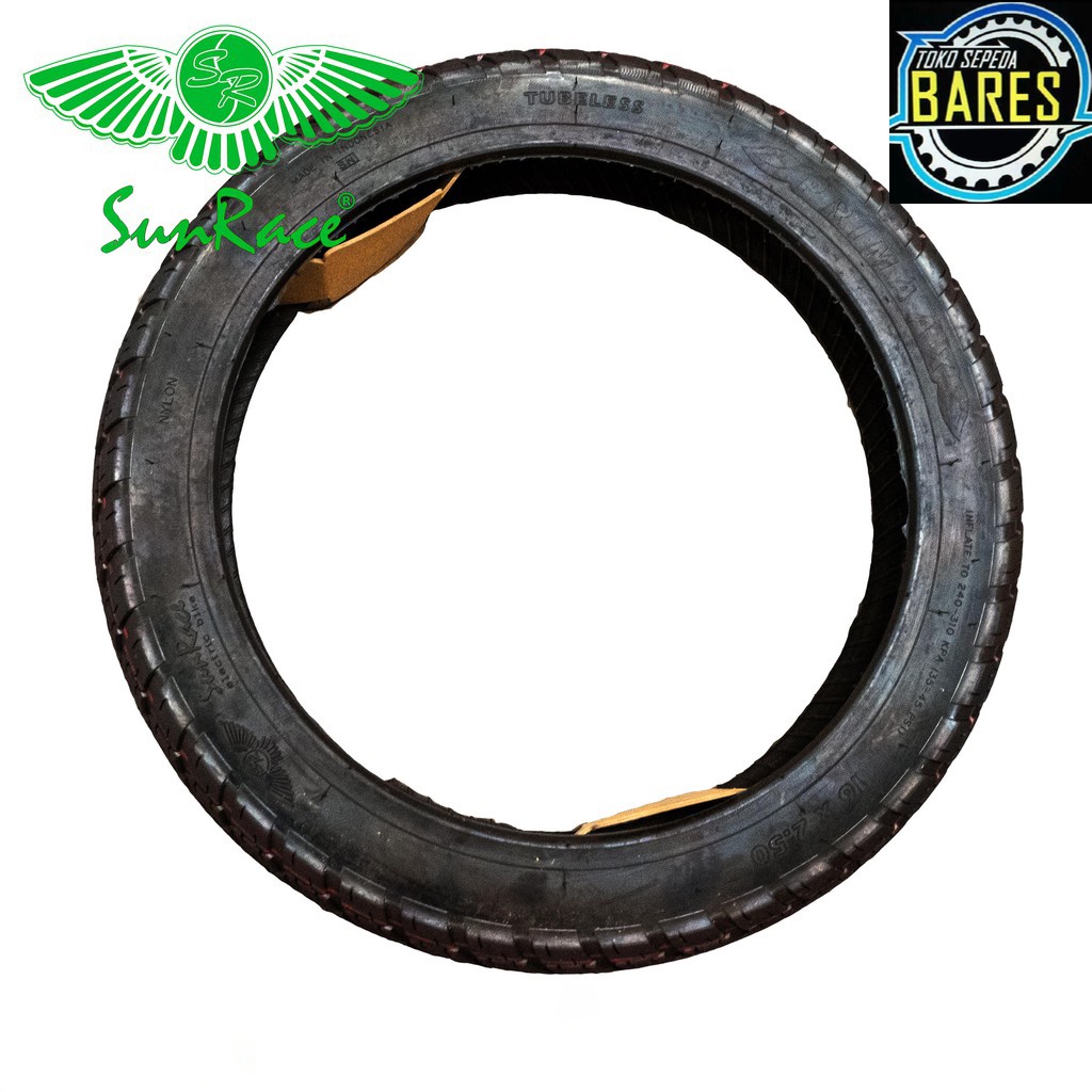 Ban Luar Tubeless Sepeda Listrik SunRace Primaax 16 x 2.50