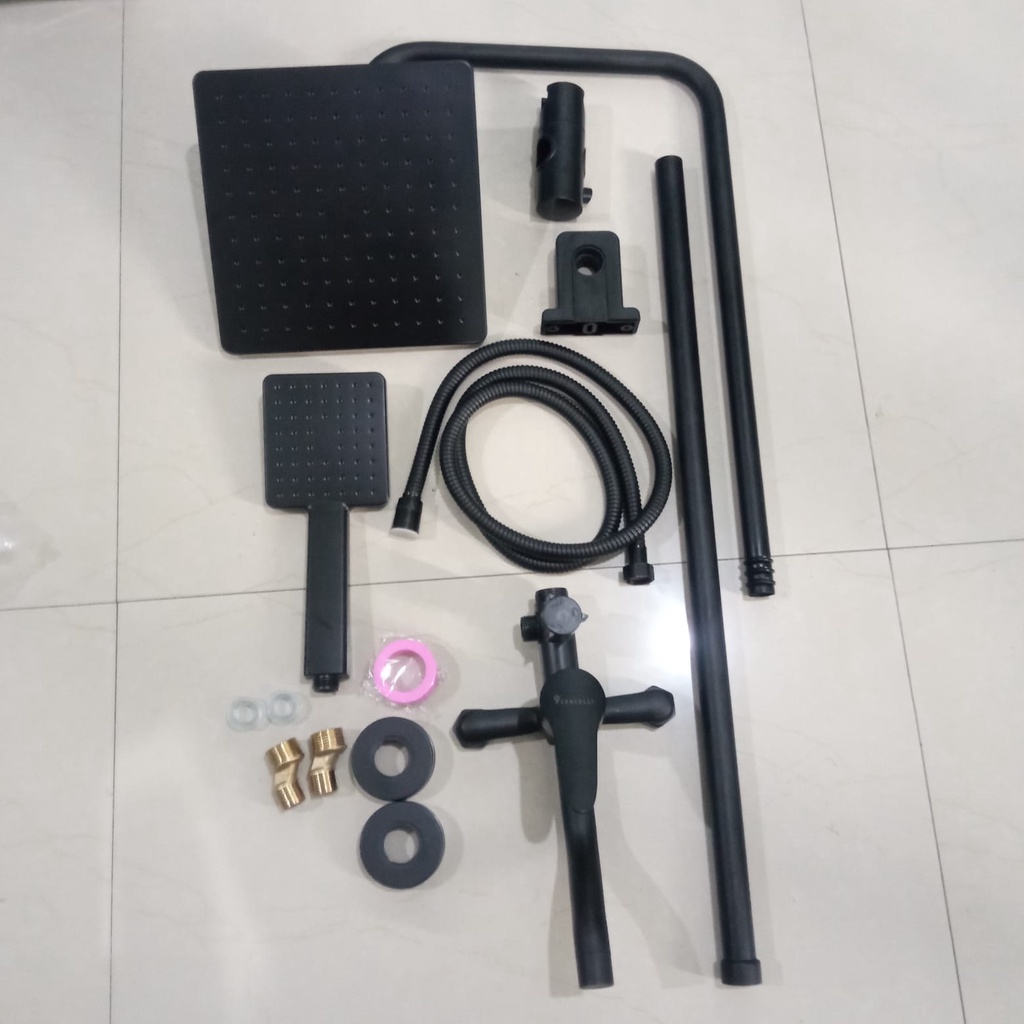 Shower Tiang Column Hitam Model Minimalis / Shower Stainless Black / Shower Panas Dingin / Shower Hot &amp; Cool