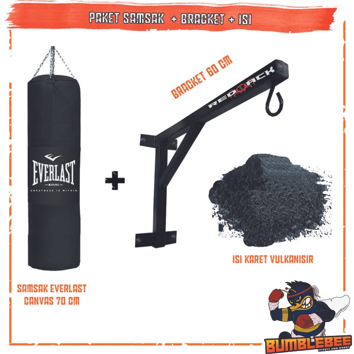 Samb Paket Lengkap Samsak Tinju Plus Isi Karet 70Cm + Gantungan Sansak 60Cm
