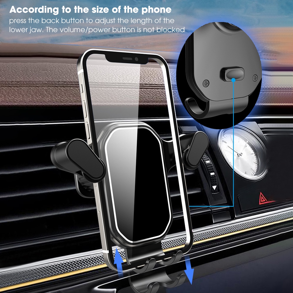 Rotasi 360 Derajat Ponsel Pintar Holder Gravity Car Phone Holder Air Vent Hook Phone Mount Car Penempatan Satu Tangan Dudukan Ponsel