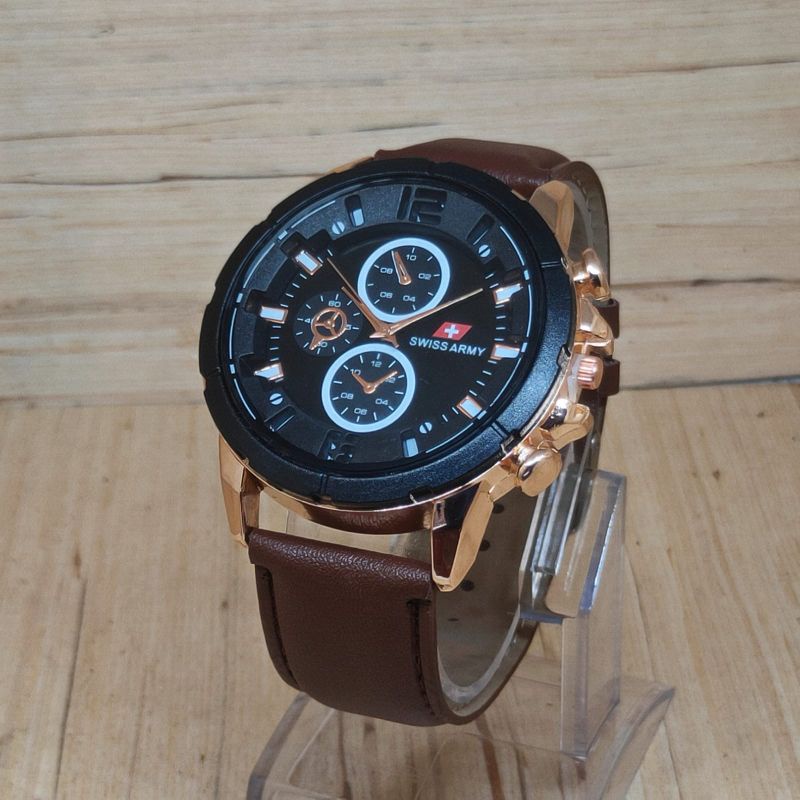 SS.id READY JAM TANGAN PRIA TALI KULIT CHRONO VARIASI.