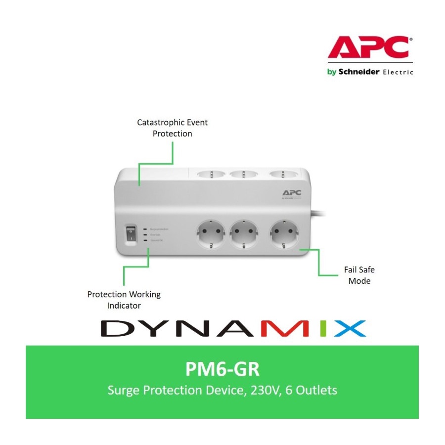 Colokan Anti Petir APC PM6-GR | surge protector | Filter Listrik | multi stop kontak Colokan Listrik GARANSI RESMI