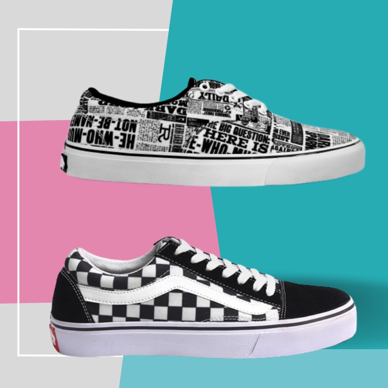 Sepatu Pria Casual Motif Slip On Sneaker Wanita Vans Old Skool Sepatu Vans Original Premium Classic Sneakers cewecowok ( COD )