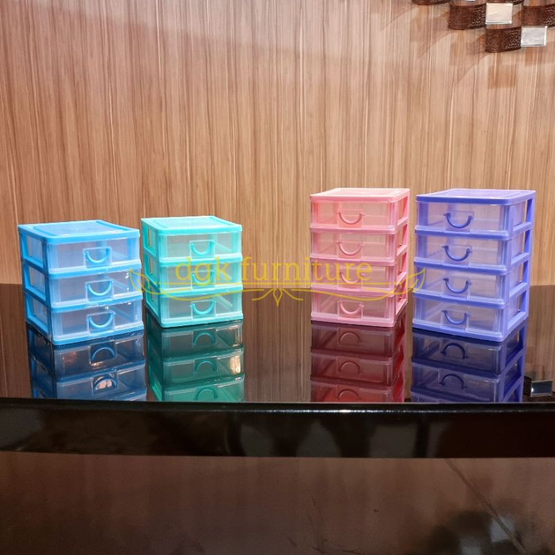 Tempat Penyimpanan Kontainer Container Laci Mini Kecil Makeup Make up Skincare Skin care Alat Tulis Alat Kantor Obat PLASTIK Susun 3 tiga Tingkat Susun 4 Empat Tingkat Susun 5 Lima Tingkat