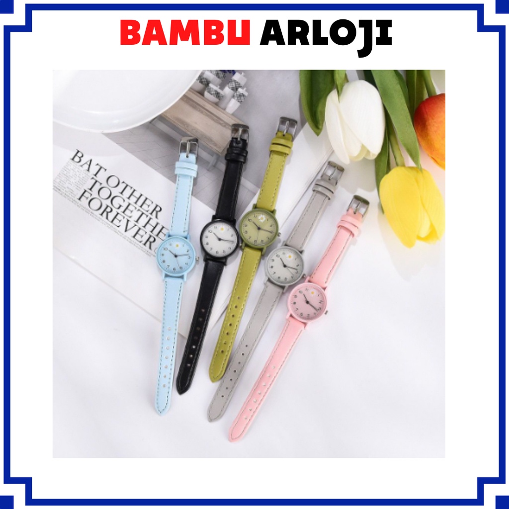 BAJ Jam Tangan Wanita Kulit Bunga Daisy Analog Quartz Korean Watch Analog Fashion Wanita JF093