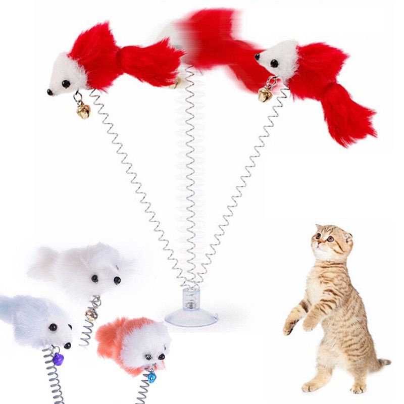 Mainan Kucing Tikus / Bulu Tiang Per Goyang - Tongkat Spring Cat Toys